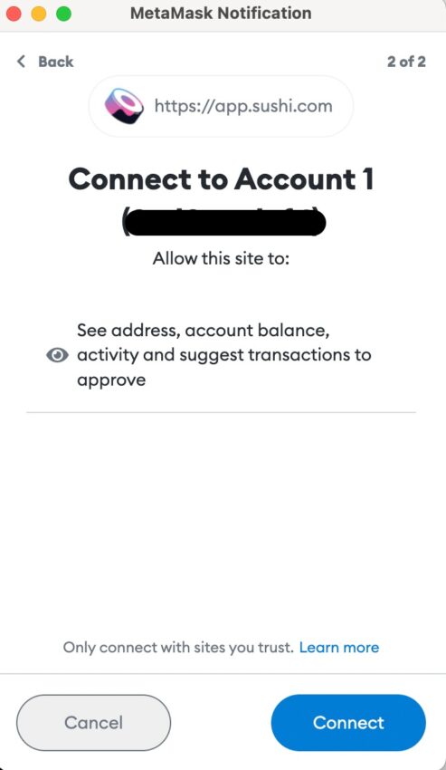 Connecter MetaMask à SushiSwap