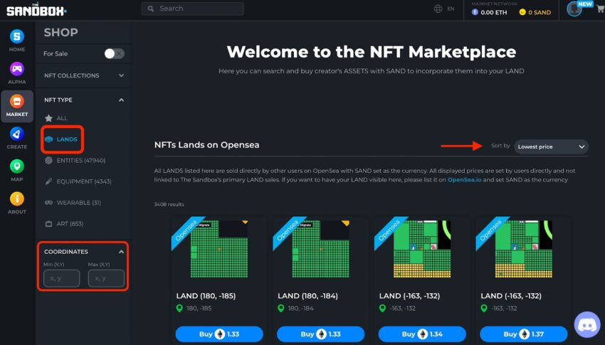 Acheter un terrain dans le metaverse The Sandbox
