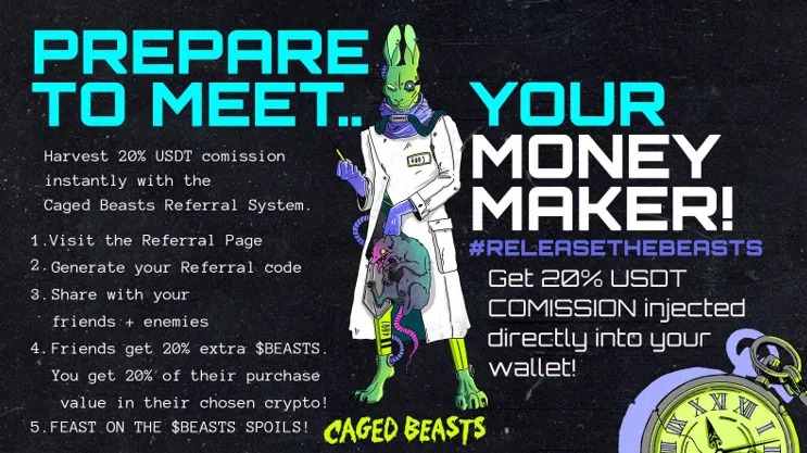 Gagnez des revenus passifs et un bonus de 20 en USDT avec Caged Beasts