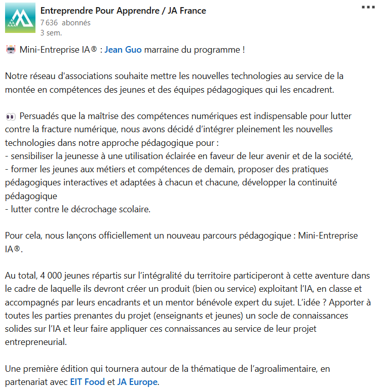 entreprendre pour apprendre