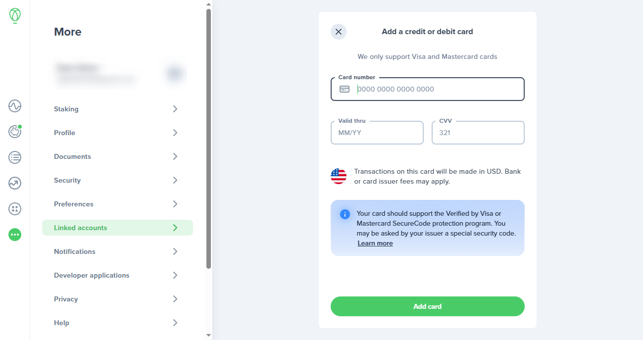acheter xrp carte de crédit débit étape 4