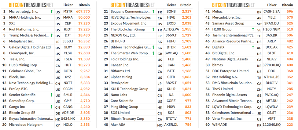 bitcoin treasuries