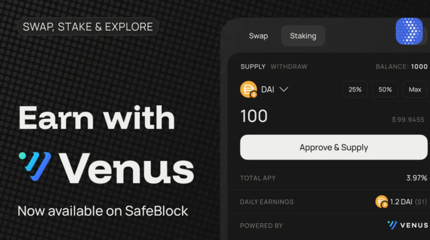 SafeBlock intègre Venus Protocol pour un staking DeFi accessible à tous